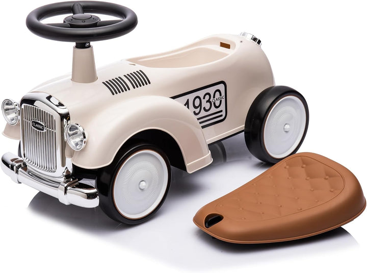 LEMODO Rutschauto ab 1 Jahr, Kinderauto im Retrodesign, Rutscherfahrzeug mit Hupe und Stauraum, Kind