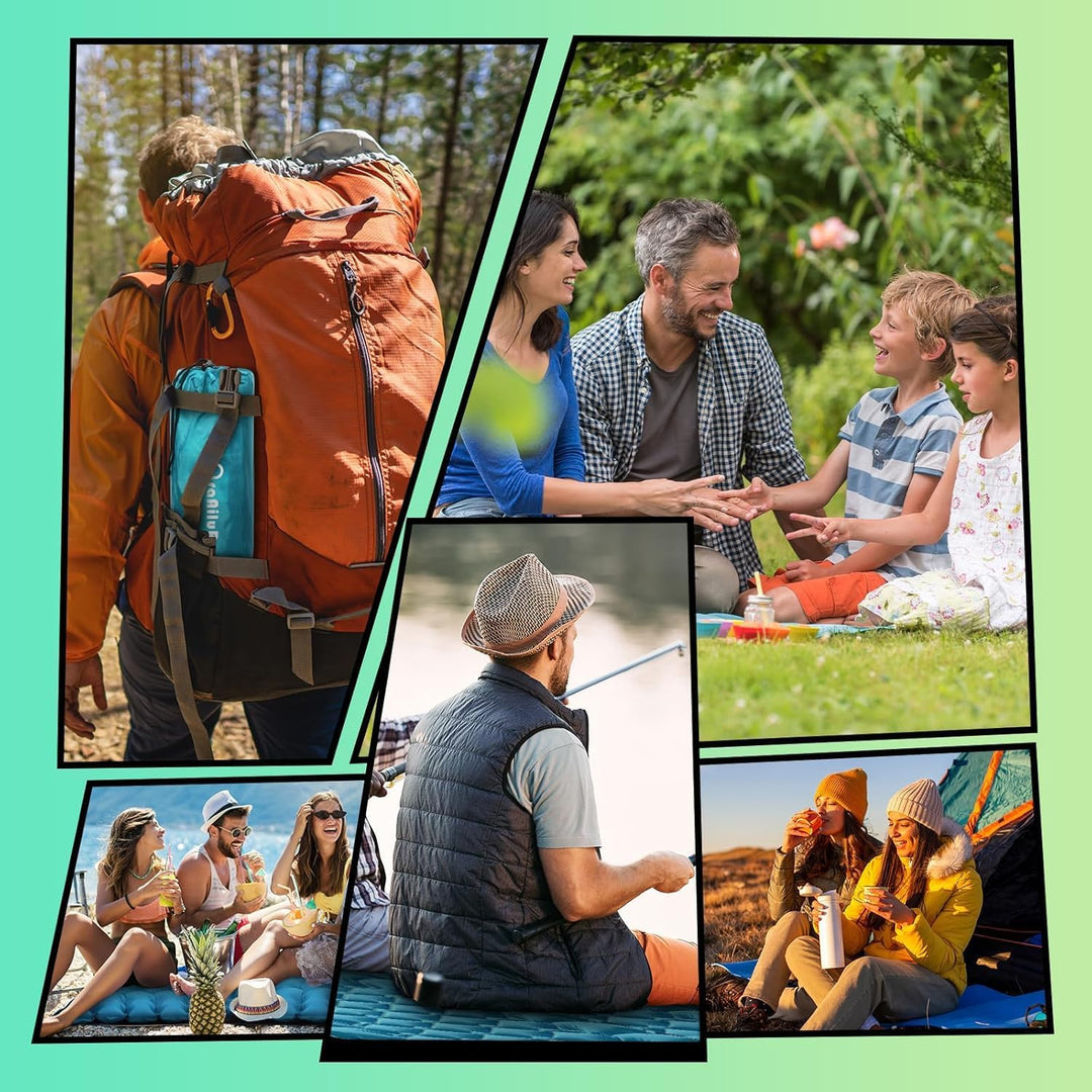 Luftmatratze Camping Ultraleichte Isomatte Camping mit Fusspresse Pumpe, Aufblasbare Matratze für Ou