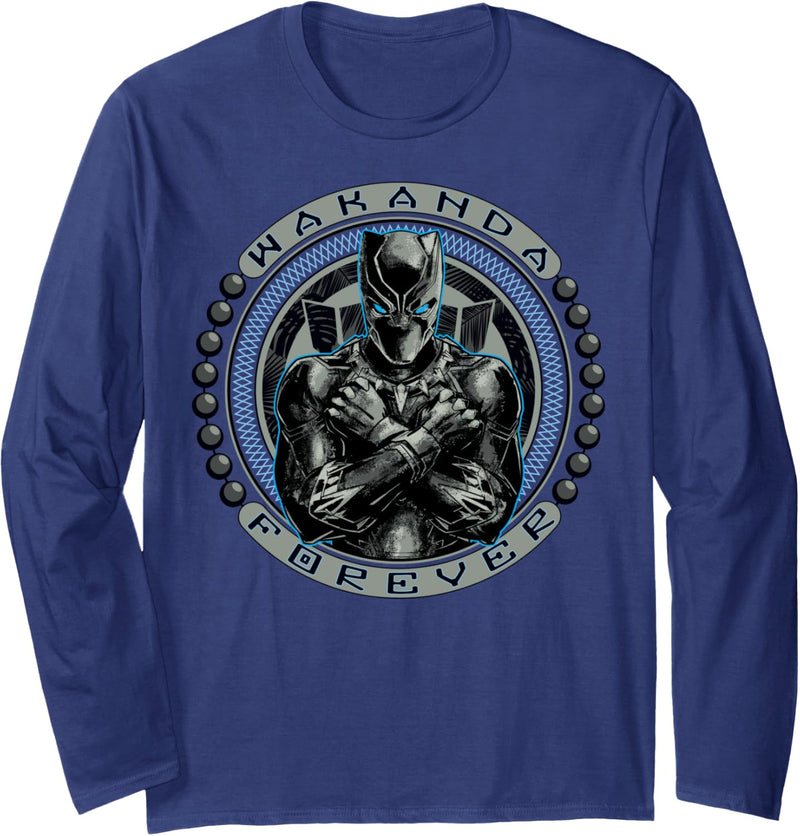 Marvel Black Panther Circle Bead Logo Langarmshirt