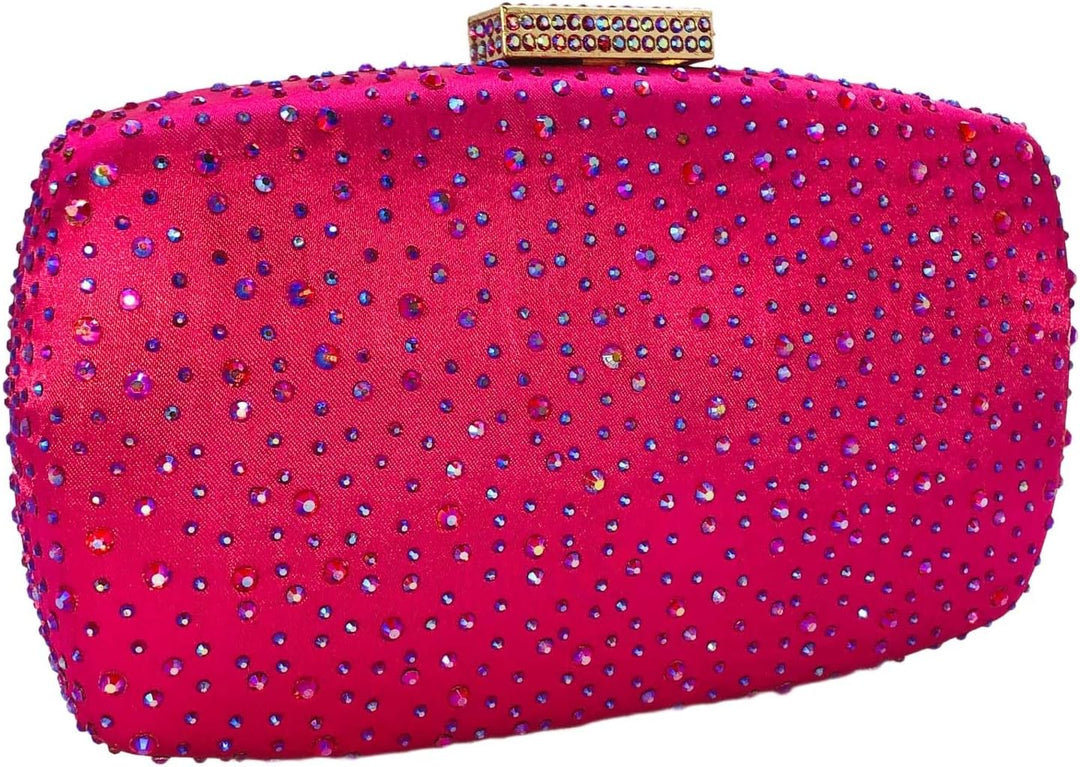 Boutique De FGG Damen-Handtaschen, Hochzeit, Party, Kristall, Clutch, Braut, Strass, Taschen Fuchsia