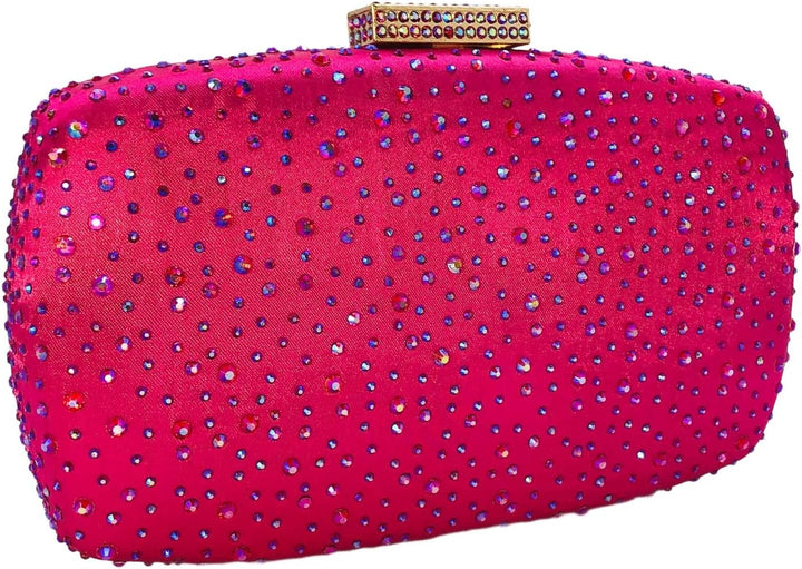Boutique De FGG Damen-Handtaschen, Hochzeit, Party, Kristall, Clutch, Braut, Strass, Taschen Fuchsia