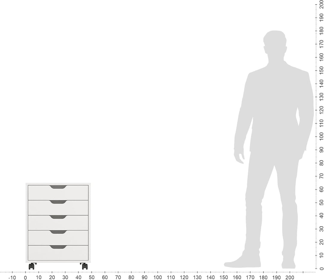 KOMTO Rollcontainer mit 5 Schubladen Weiss – Schubladenschrank, Büro Kommode, Rollschrank, Aktenschr