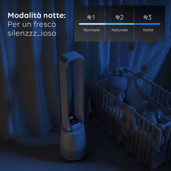 Avilia - Leiser Turmventilator mit Fernbedienung und LED-Display, 3 Geschwindigkeiten, Timer und Osz