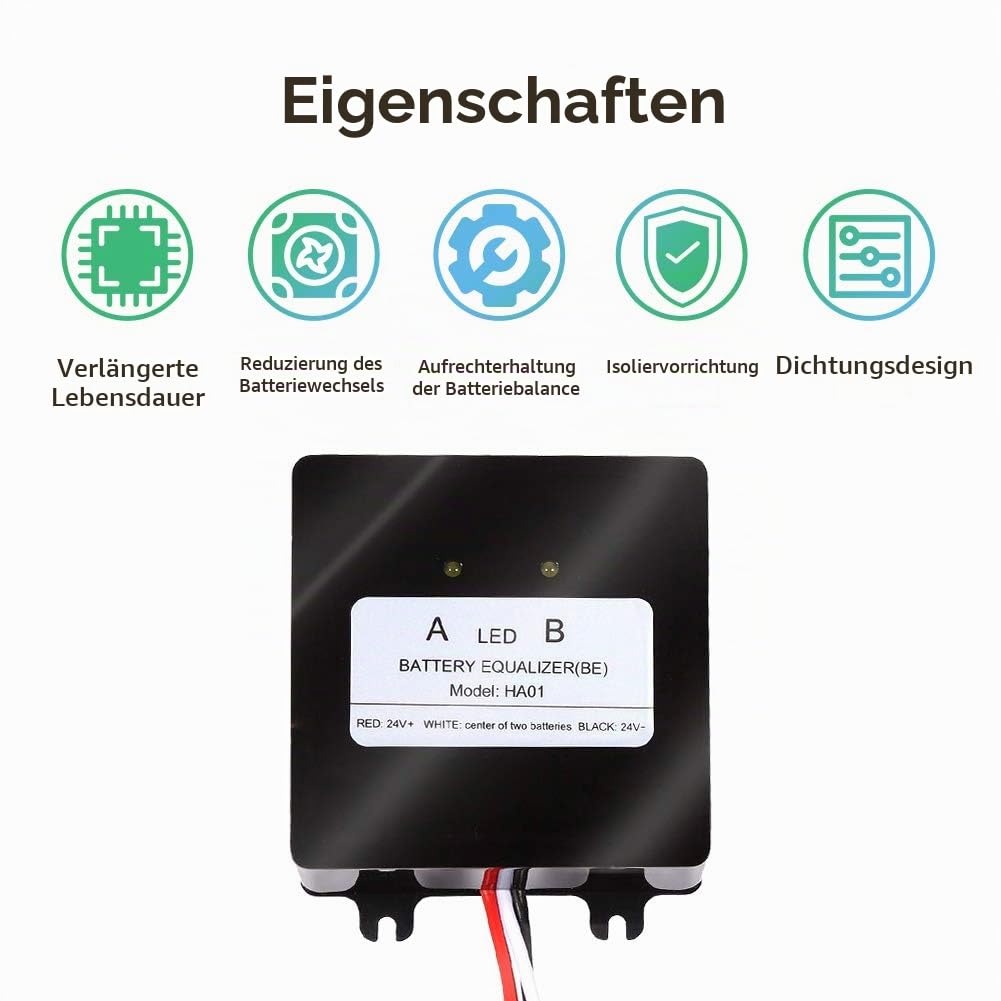 SolaMr 24V Batterie-Equalizer 2x12V Batterie Ausgleicher Battery Balancer Equalizer für Gel/Hochwass