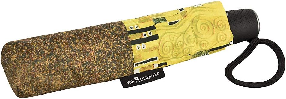 VON LILIENFELD Regenschirm Taschenschirm Gustav Klimt Der Kuss Windfest Auf-Zu-Automatik Stabil Komp