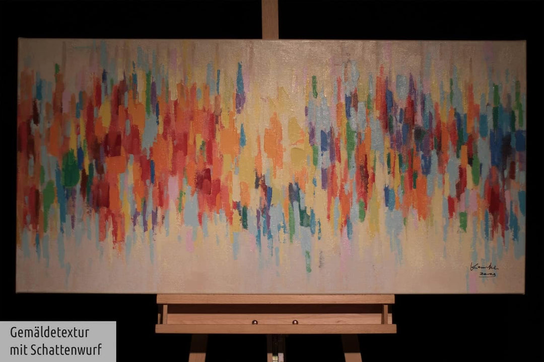 KunstLoft Leinwandbild | 100% HANDGEMALT | 120x60cm | Gemälde 'Weekend Happiness' | Abstrakt | Bunt