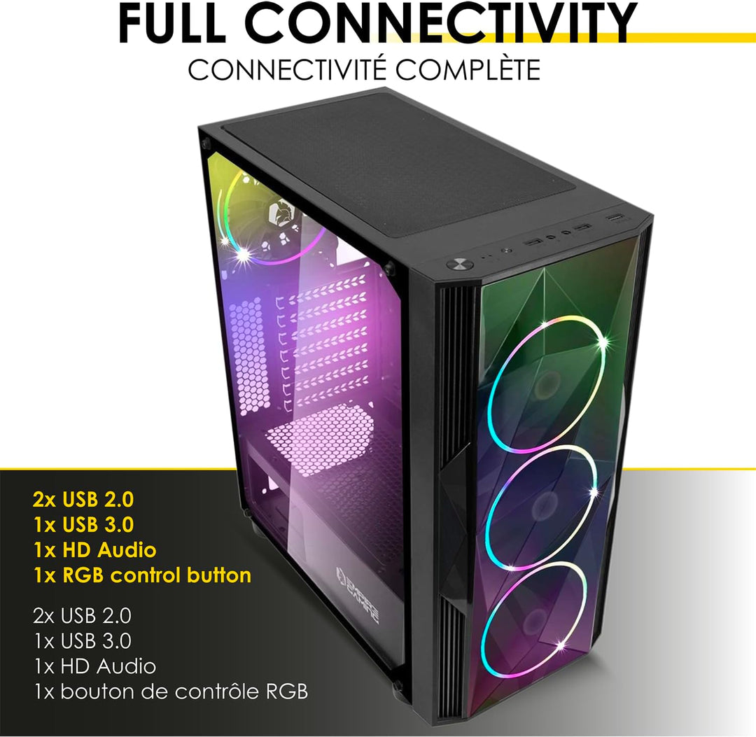 EMPIRE GAMING – Diamond PC-Gehäuse Gamer- ARGB Mittelgrosser Gehäuseturm ATX – Fassade aus Diamant P