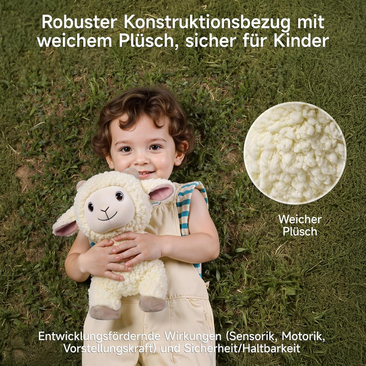 Laufen Schaf Kuscheltier Lamm Plüschtier mit Fernbedienung Leine, Elektronisch Interaktiv Schaf Stof