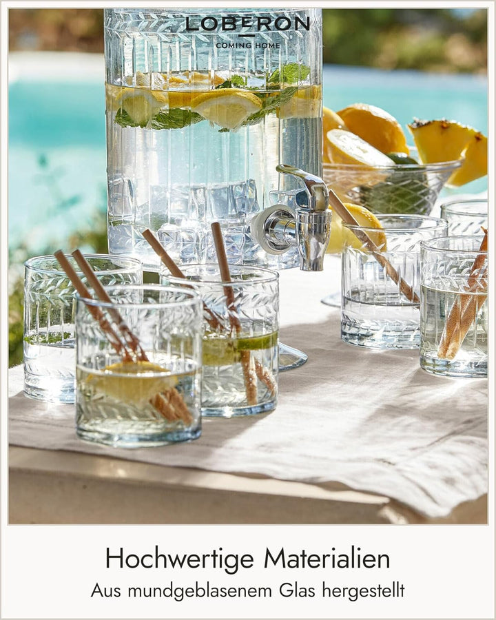 LOBERON® Glas 6er Set Padiès | Gläser Set Mit Feiner Glasgravur | Klassische Form | Zeitloses Dekor