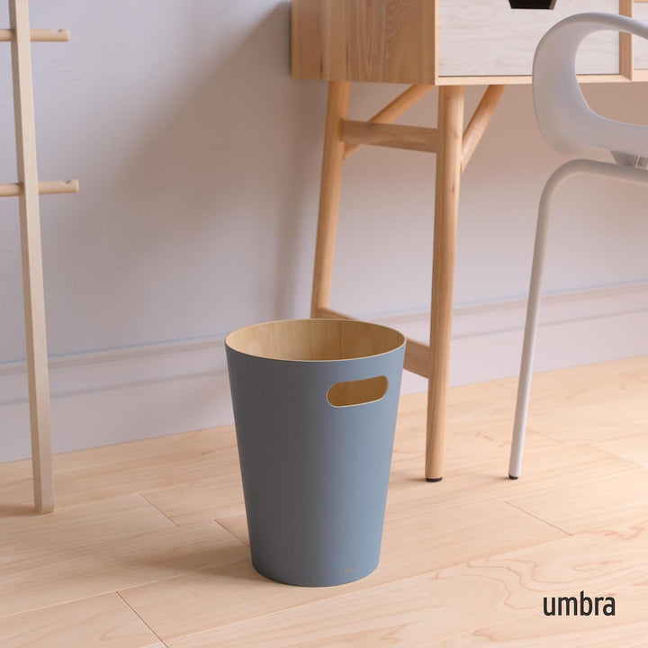 Umbra Woodrow Abfalleimer Holz, 7, 5l, Schieferblau, Schieferblau