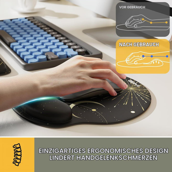 GIM Mauspad Gelkissen Mousepad mit Handauflage Ergonomisches Mauspad Tastatur Handgelenkauflage Gelk