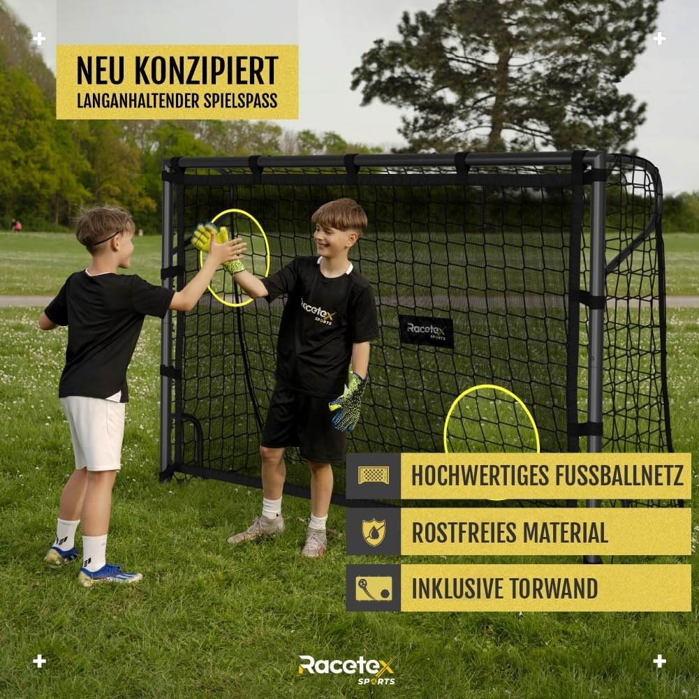 Fussballtore für Garten Kinder [MIT TORWAND] – Robustes Fussballtor Kinder und Erwachsene mit Stahlr