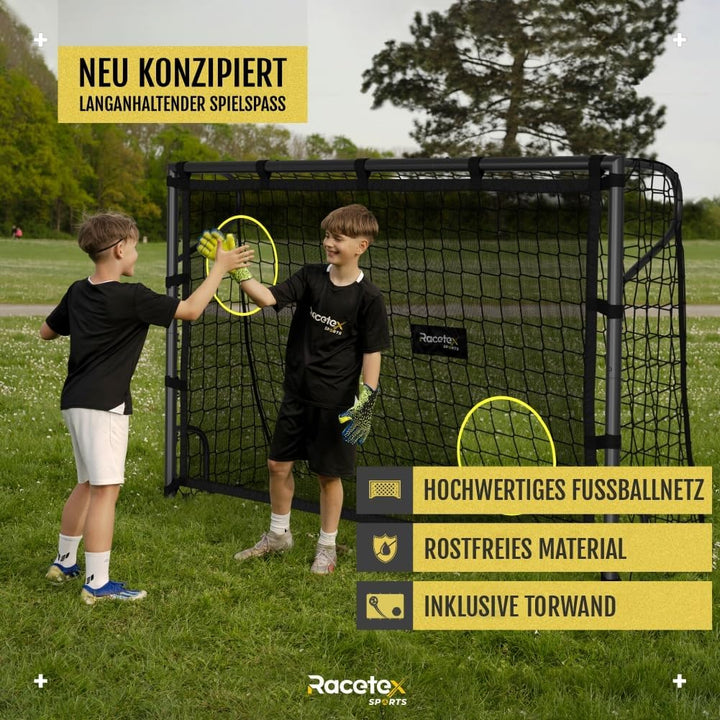 Fussballtore für Garten Kinder [MIT TORWAND] – Robustes Fussballtor Kinder und Erwachsene mit Stahlr