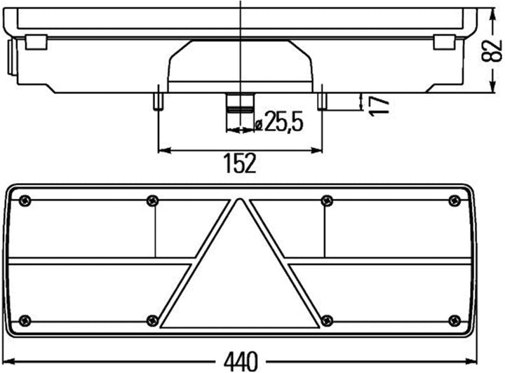 HELLA - Heckleuchte - EasyConn I - Glühlampe - 24V - Anbau/geschraubt - Lichtscheibenfarbe: mehrfarb