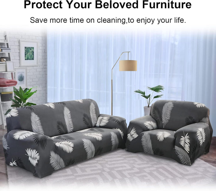 Jaotto Sofabezug 4 Sitzer Elastischer Stretch Spandex Sofa Überwürfe Sofahusse Antirutsch Waschbar S