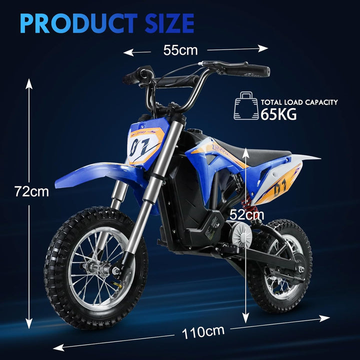 CCLIFE Elektro Motorrad Kinder Lithiumbatterie 36V 300W, 8/12/25 km/h, Elektrisch Pocket Bike Dirt B