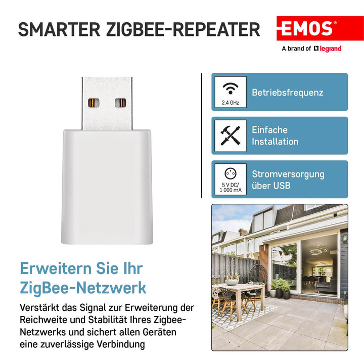 EMOS GoSmart Mini ZigBee Signalverstärker, Smart Home USB Zigbee 3.0 Extender kompatibel mit Tuya, S