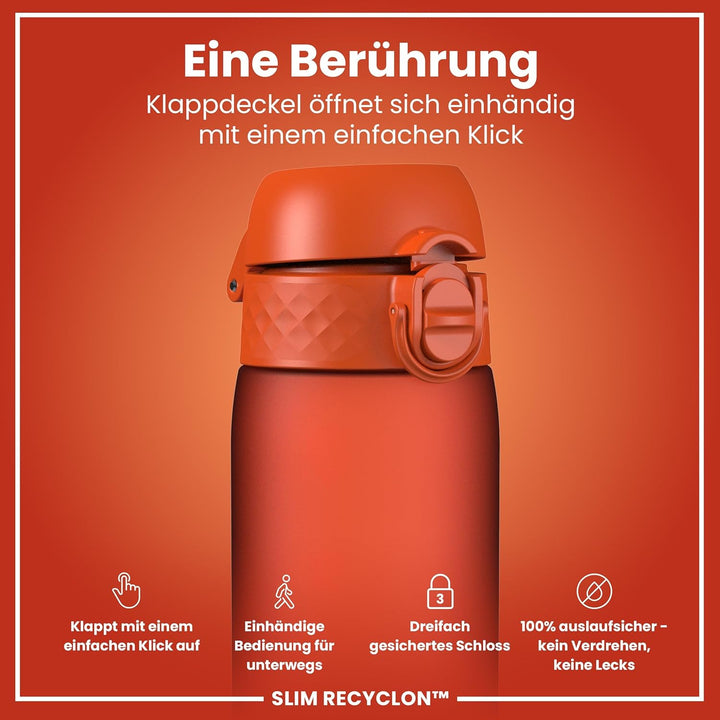 ION8 Trinkflasche, Auslaufsicher, Einhandöffnung, Sichere Verriegelung, Spülmaschinenfest, BPA-frei,