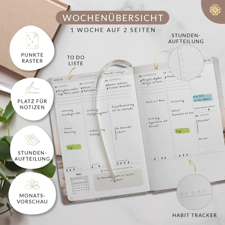 Lebenskompass Studienplaner 2024 2025 A5 ”COAST” - Schöner Semesterplaner für Uni - Terminplaner Buc
