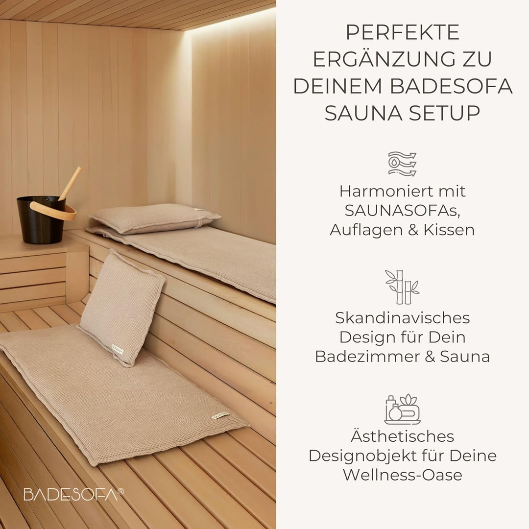 BADESOFA Sauna-Eimer mit Kelle Set – Saunakübel 5 L Aluminium Schwarz mit Bambusgriff – Skandinavisc