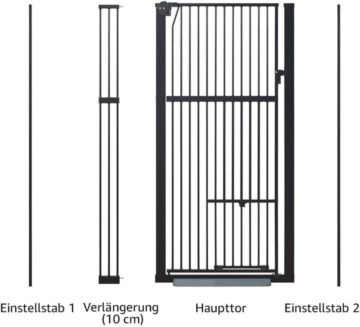 unipaws Hohes Katzengitter Tür, 142 cm hohes Hundegitter mit Katzentür, 79–95 cm breit, druckmontier