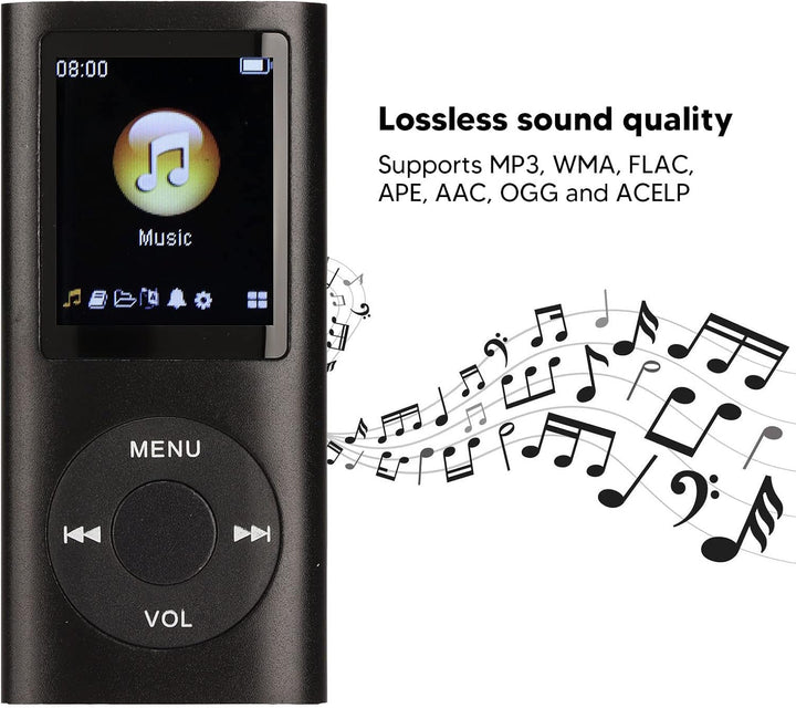 Yctze MP3/MP4-Player, Tragbarer Musikplayer mit Kopfhörer, 1,8-Zoll-HD-Bildschirm, Unterstützt Bis z