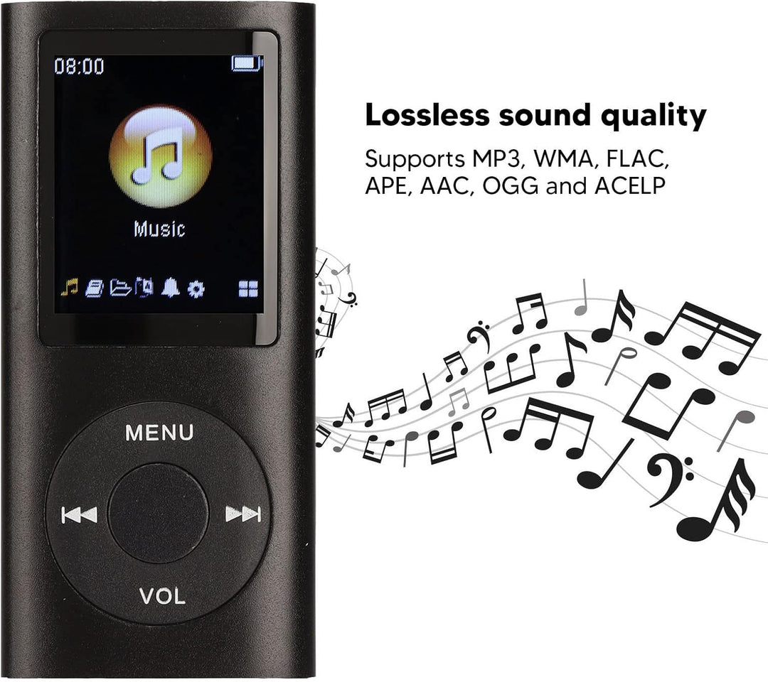 Yctze MP3/MP4-Player, Tragbarer Musikplayer mit Kopfhörer, 1,8-Zoll-HD-Bildschirm, Unterstützt Bis z