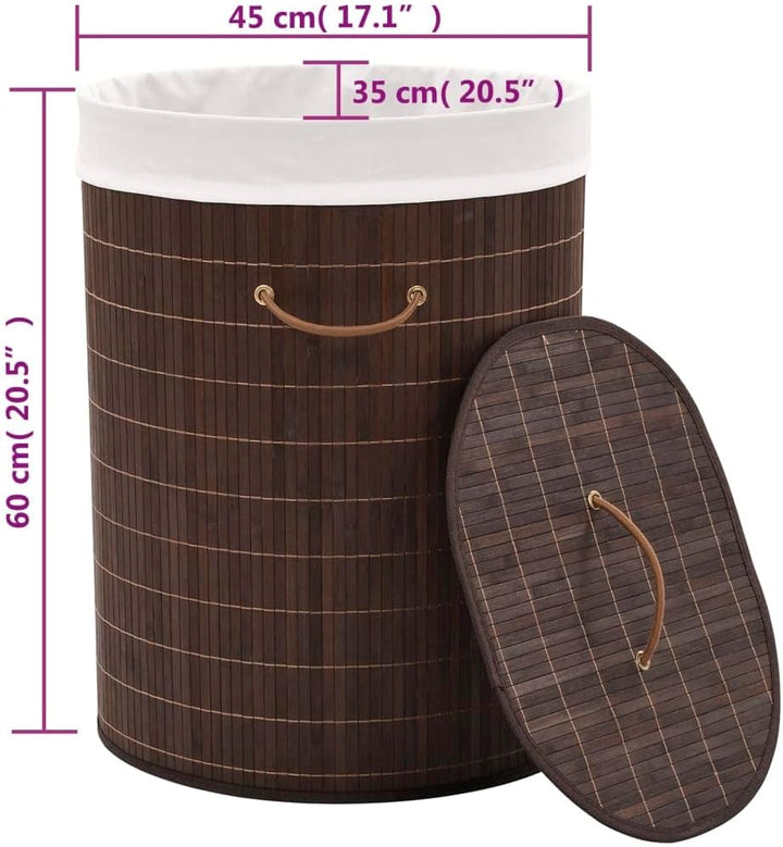 vidaXL Wäschekorb aus Bambus Wäschebehälter Wäschesammler Oval Dunkelbraun Dunkelbraun 45 x 35 x 60