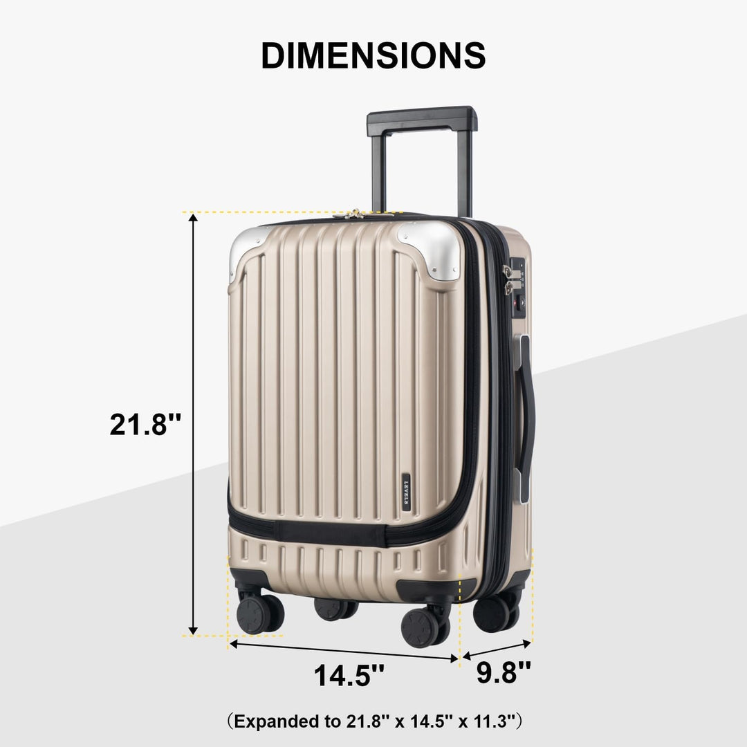 LEVEL8 Koffer Trolleys Leicht ABS+ PC Handgepäck Hartschalen-Koffer Trolley Rollkoffer Reisekoffer E