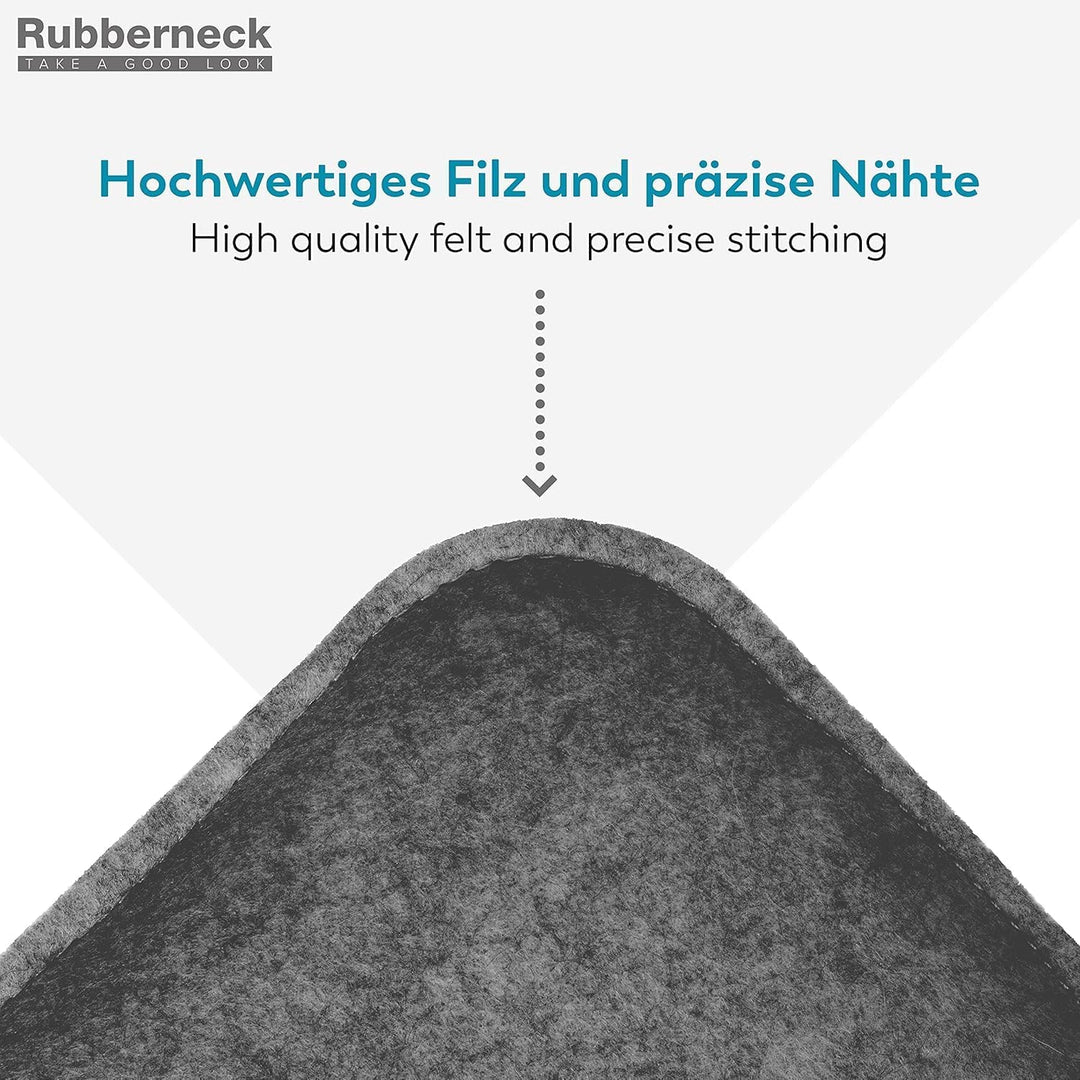 Rubberneck 4er Set rutschfeste Filz Sitzkissen eckig, Stuhlkissen mit Antirutsch-Noppen, dunkelgrau