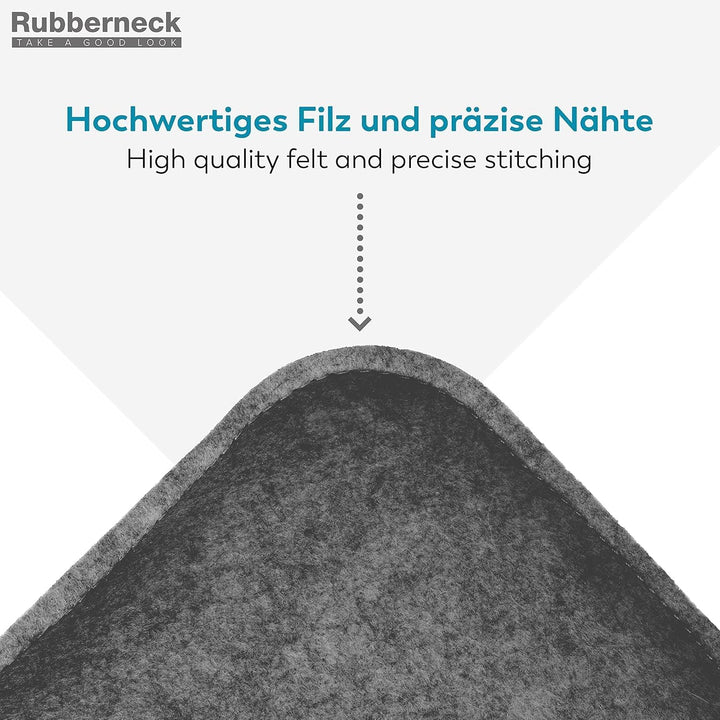Rubberneck 4er Set rutschfeste Filz Sitzkissen eckig, Stuhlkissen mit Antirutsch-Noppen, dunkelgrau