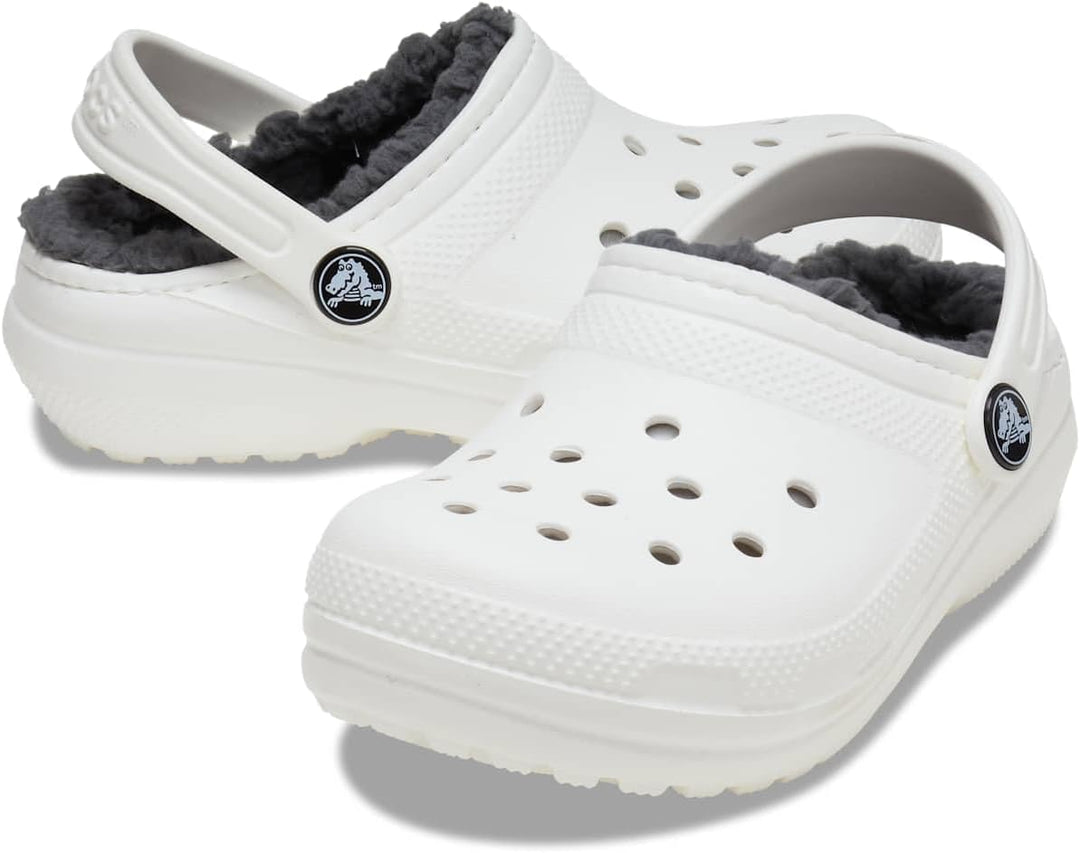 Crocs Unisex Kinder Classic Lined Clog K 23/24 EU Weiss Grau, 23/24 EU Wei&amp;
