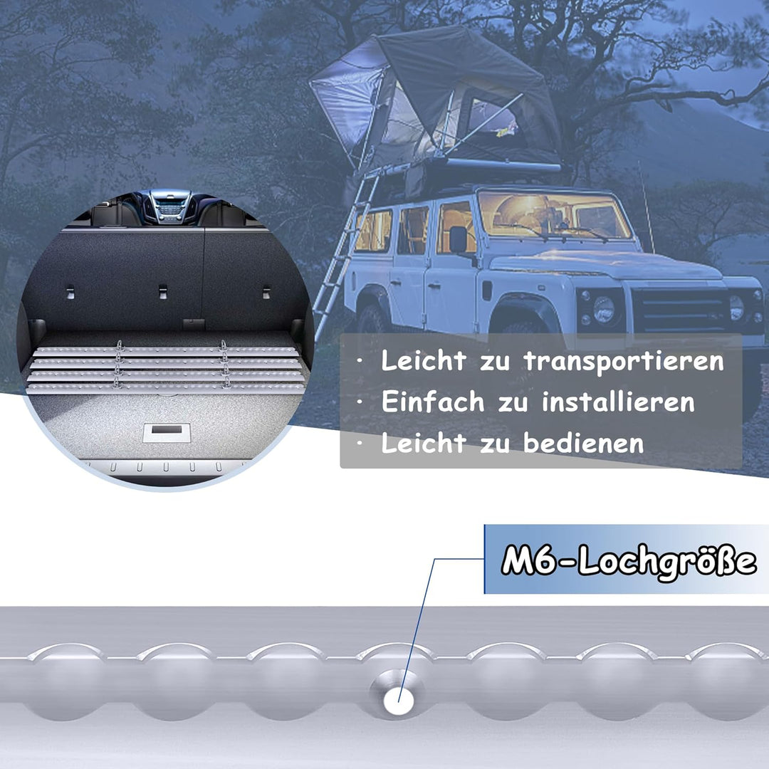 NAIZY 4 x 1m Airlineschiene Set Aluschiene mit 10 Zurrösen, Kederschiene Set inkl. M6 Bohrungen, Sch