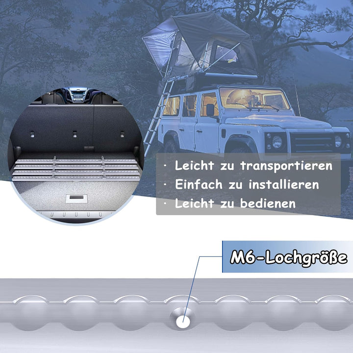 NAIZY 4 x 1m Airlineschiene Set Aluschiene mit 10 Zurrösen, Kederschiene Set inkl. M6 Bohrungen, Sch