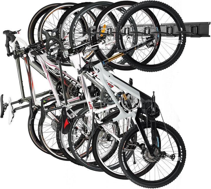 PYBTOOL Fahrradständer, Wandhalterung für Garagenfahrradständer, 6 Fahrradständer und 6 Helmhaken, M