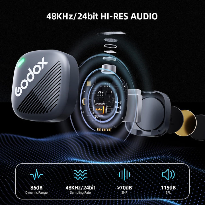 GODOX Cube-SC Kit2 2.4G Wireless Microphone Kompatibel mit Typ-C Android Phones iPhone 15, Rauschunt
