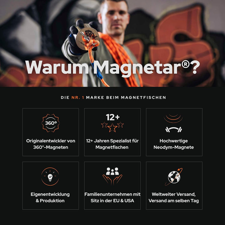 Magnetar - Magnetfischen Set für Frauen - Allround 600kg Bergemagnet - Magnetangel Paket mit Cap/Sei