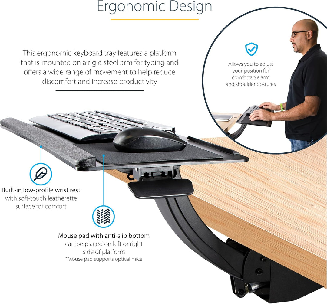 StarTech.com UNDER DESK KEYBOARD TRAY HEIGHT ADJUSTABLE W volle Bewegung, volle Bewegung