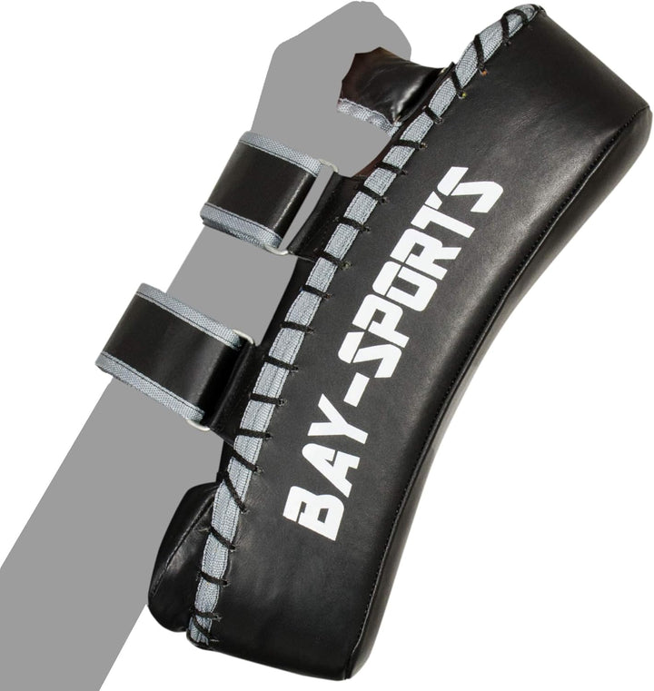 BAY Sports Leder Thai TECH 2020 Arm-Pratzen, Handpratzen, Armschlagpolster, vorgekrümmt, schwarz, Pr