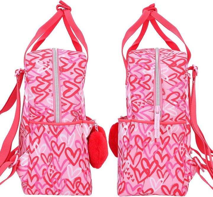 Depesche 12232 TOPModel One Love-Rucksack für Kinder in Rot und Rosa, mit Plüschherz, Tasche mit ver