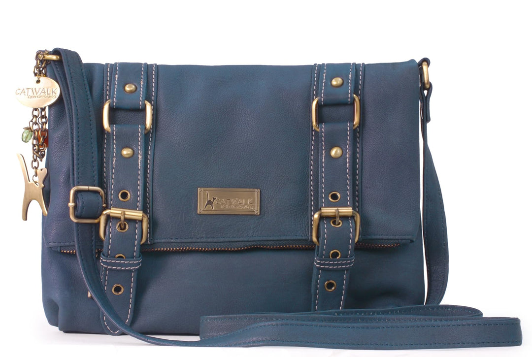 Catwalk Collection Handbags - Leder - Umhängetasche - ABBEY ROAD Dunkelgbleu, Dunkelgbleu