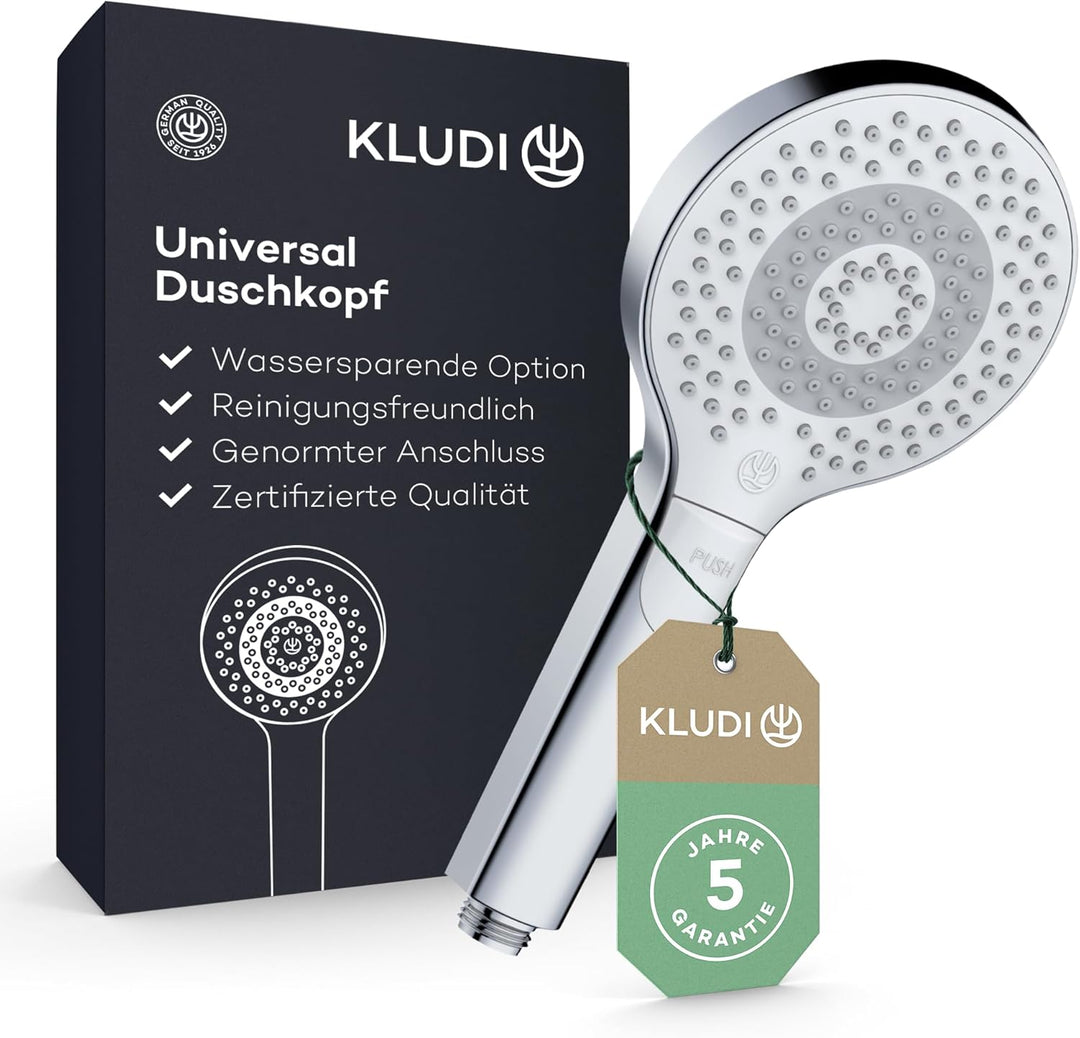 KLUDI-X3 Universal Duschkopf wassersparend als Option, Duschbrause mit 3 Strahlarten (Body, Hair, Sk