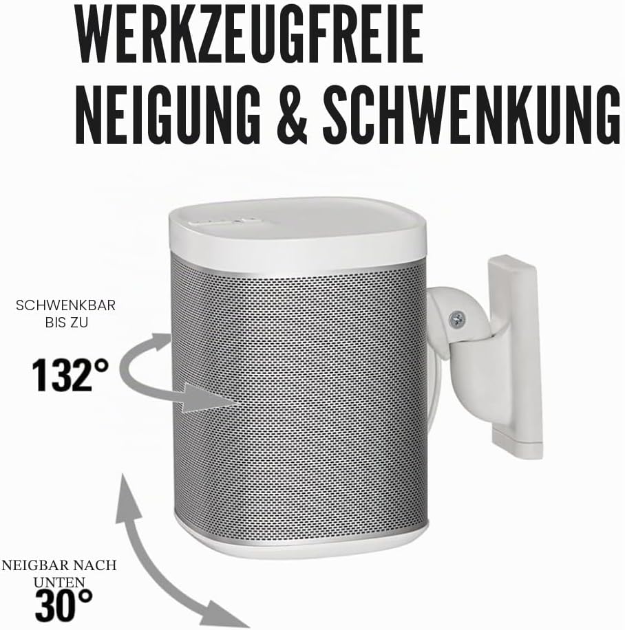 SANUS Wandhalterung (verstellbar, für Sonos Play: 1 und Play: 3 Lautsprecher – Weiss (2 Stück) Weiss