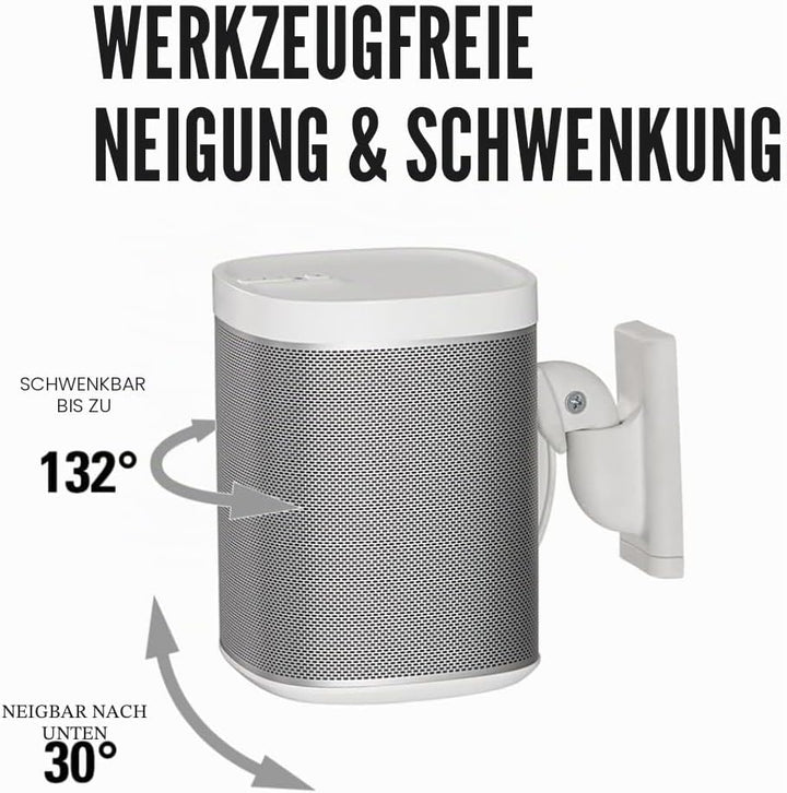 SANUS Wandhalterung (verstellbar, für Sonos Play: 1 und Play: 3 Lautsprecher – Weiss (2 Stück) Weiss