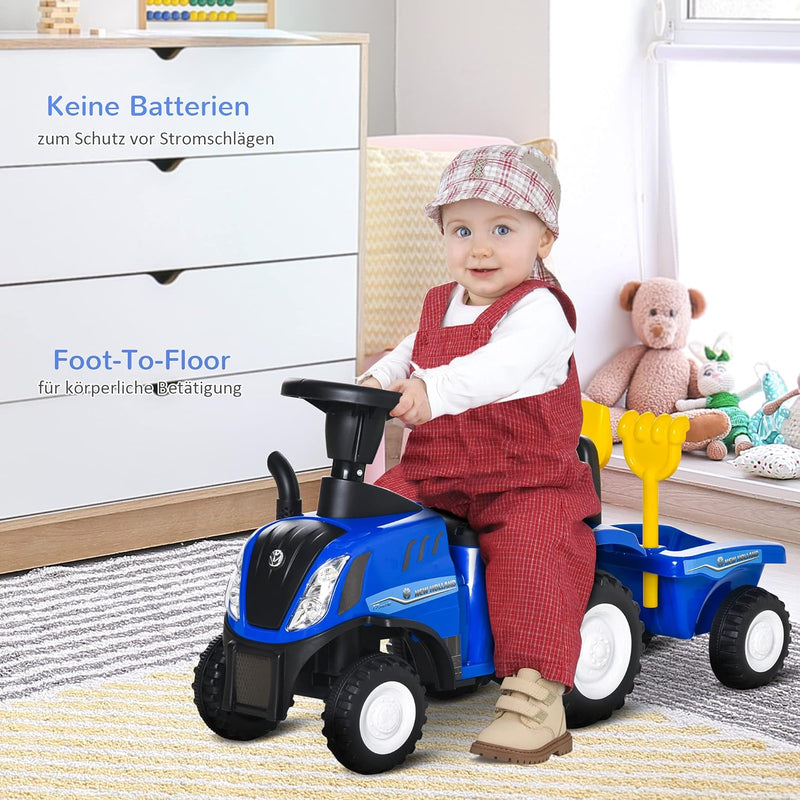 HOMCOM Kinder Rutschauto New Holland Rutscherfahrzeug Kinderauto Kinderfahrzeug Klassische Auto Lauf