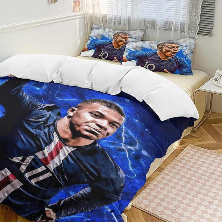 Fussball Star Bettwäsche 135x200 2-Teilig Mit Reissverschluss Microfaser Bettbezug Mit 80x80cm Kisse