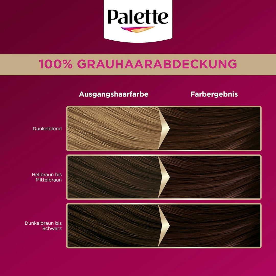 Palette Intensiv Creme Coloration 3-65/750 Schokobraun (2 x 115 ml), permanente Haarfarbe für leucht
