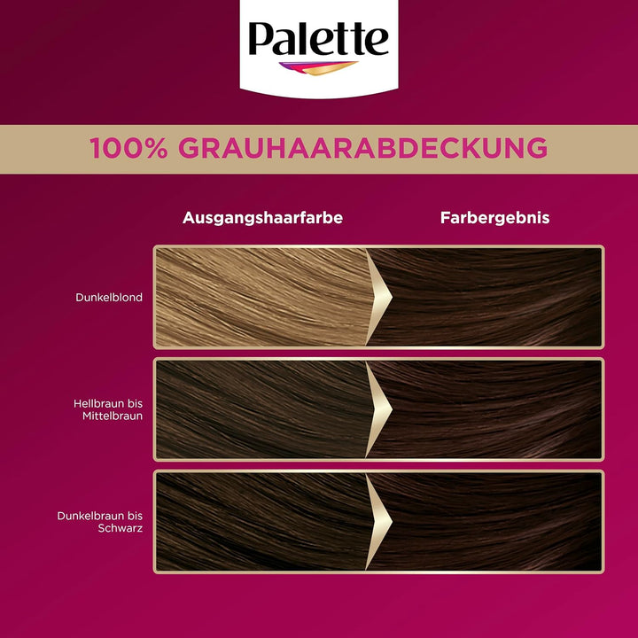 Palette Intensiv Creme Coloration 3-65/750 Schokobraun (2 x 115 ml), permanente Haarfarbe für leucht
