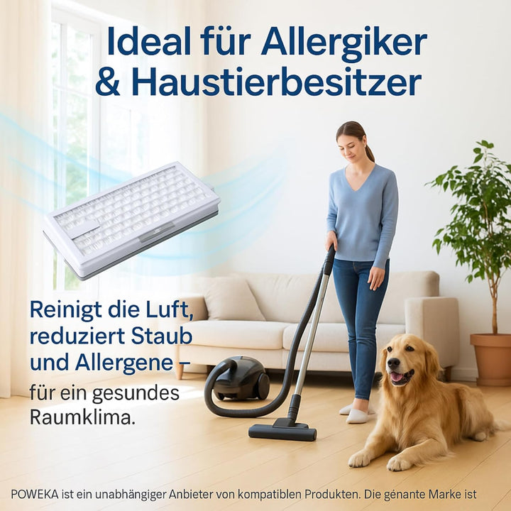 POWEKA 2 x HEPA AirClean 50 Filter Kompatibel mit Miele Staubsaugern der C1 C2 C3 und S-Serie S8340