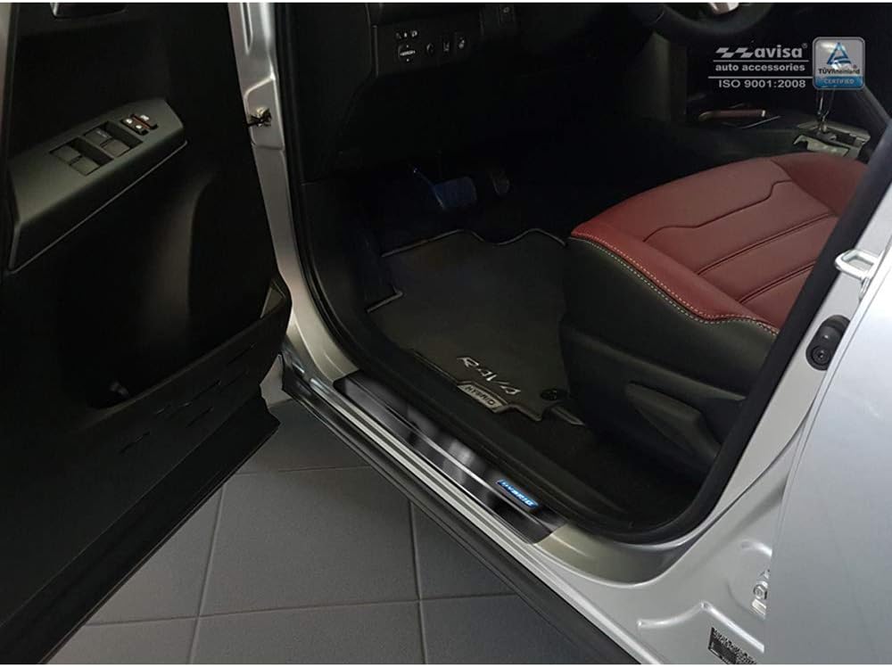 Avisa Black INOX Door sill Protectors Compatible with Toyota C-HR 2016-2019 & Facelift 2019- & RAV4
